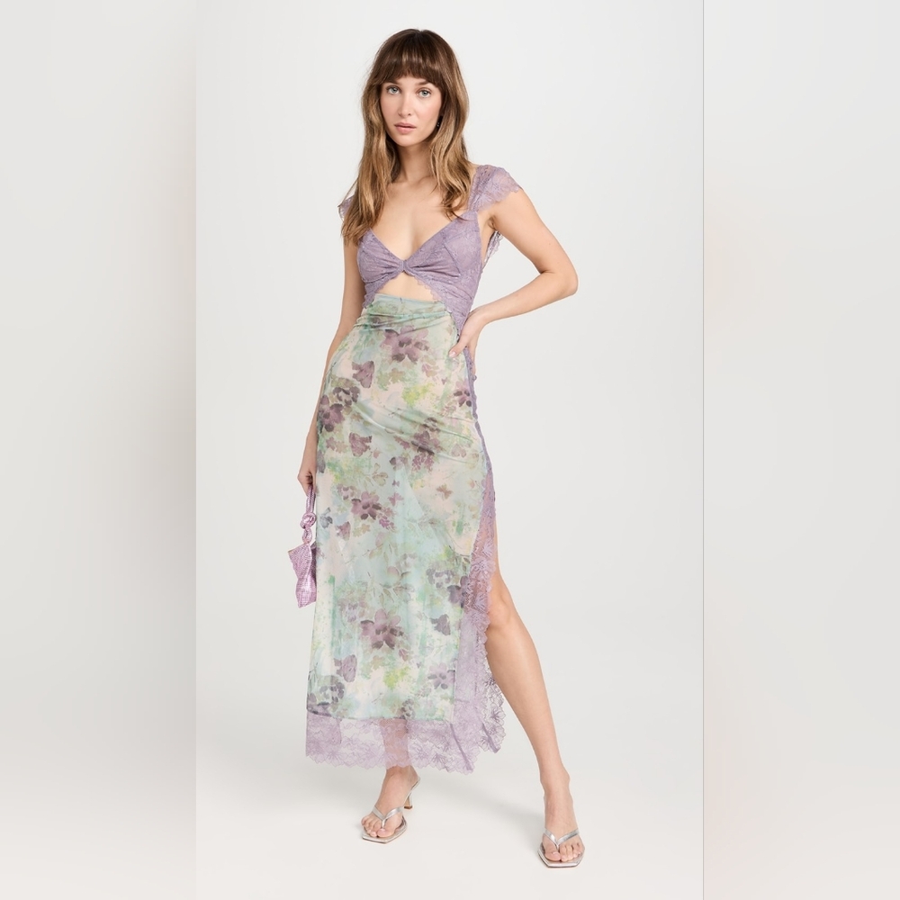 Free People Purple and Green Floral Maxi Dress